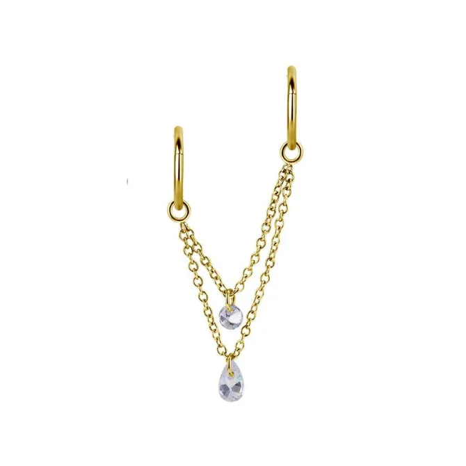 Łańcuszek - cyrkonia - złoty - D-020