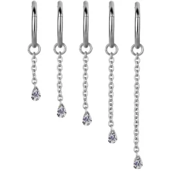 Łańcuszek charms z białą cyrkonią - srebrny - D-074