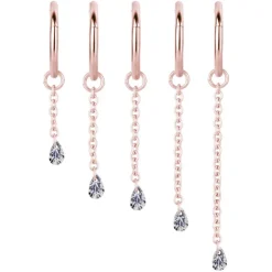 Łańcuszek charms z białą cyrkonią - różowe złoto - D-074