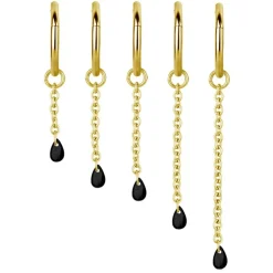 Łańcuszek charms z czarną cyrkonią - złoty - D-074