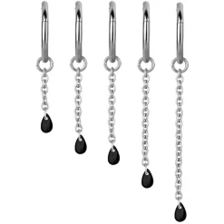 Łańcuszek charms z czarną cyrkonią - srebrny - D-074