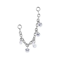 Łańcuszek z białymi cyrkoniami - srebrny - D-075