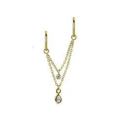 Łańcuszek z cyrkoniami - złoty - D-021