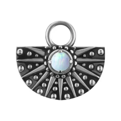 Charms - CoCr NF - ażurowy z białym opalem - srebrny - D-088