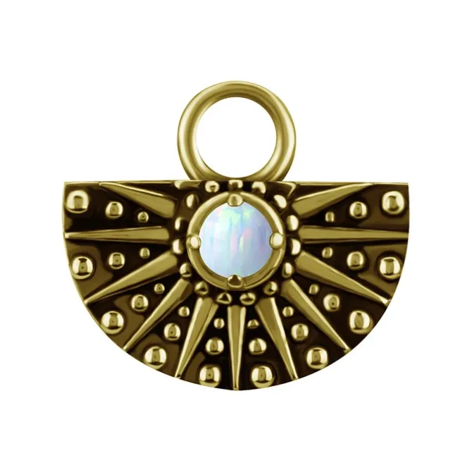 Charms - CoCr NF - ażurowy z białym opalem - złoty - D-088