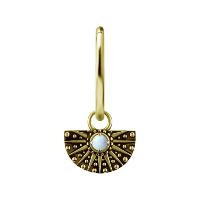 Charms - CoCr NF - ażurowy z białym opalem - złoty - D-088