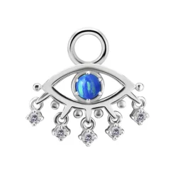 Charms - CoCr NF - niebieskie oko proroka z białymi cyrkoniami - srebrny - D-090