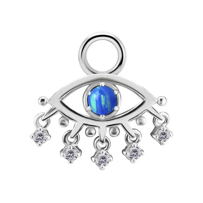 Charms - CoCr NF - niebieskie oko proroka z białymi cyrkoniami - srebrny - D-090