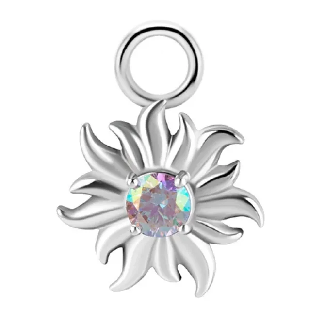 Charms - CoCr NF - słońce - kolorowa PREMIUM ZIRCONIA - srebrny - D-054
