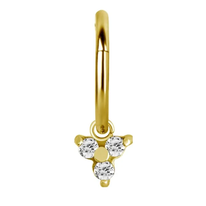 Charms - CoCr NF - trójkąt z białymi PREMIUM cyrkoniami - złoty - D-006