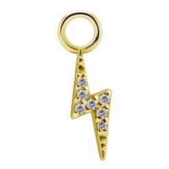 Charms - CoCr NF - złota błyskawica z białymi PREMIUM ZIRCONIA - D-051