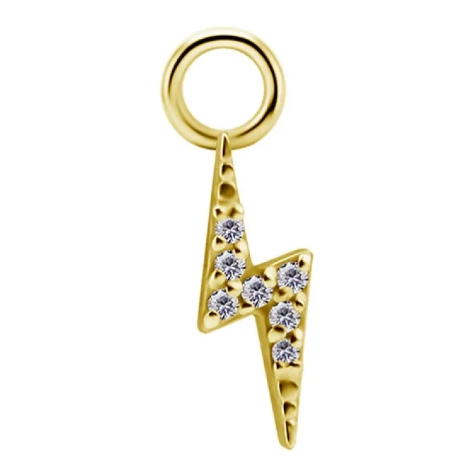 Charms - CoCr NF - złota błyskawica z białymi PREMIUM ZIRCONIA - D-051