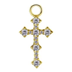 Charms - CoCr NF - złoty krzyżyk - PREMIUM ZIRCONIA - D-035