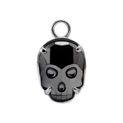 Charms - czarna czaszka - PREMIUM CRYSTAL - srebrny - D-012