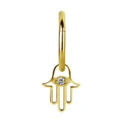 Charms - złota ręka Fatimy z białą cyrkonią - D-068