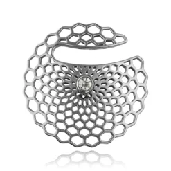 Ciężarek, hanger do ucha z białą cyrkonią - srebrny - PT-171