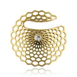 Ciężarek, hanger do ucha z białą cyrkonią - złoty - PT-171