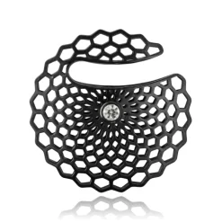 Ciężarek, hanger do ucha z białą cyrkonią - czarny - PT-171