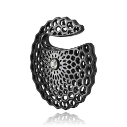 Ciężarek, hanger do ucha z białą cyrkonią - czarny - PT-171