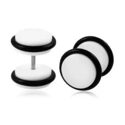 Fake plug z oringiem - oszukany tunel - biały - FPS-06