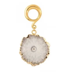 Hanger do ucha - złoty - szary Agat - PT-159