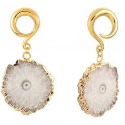 Hanger do ucha - złoty - szary Agat - PT-159