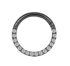Kółko CLICKER czarny z białymi cyrkoniamii - K-003