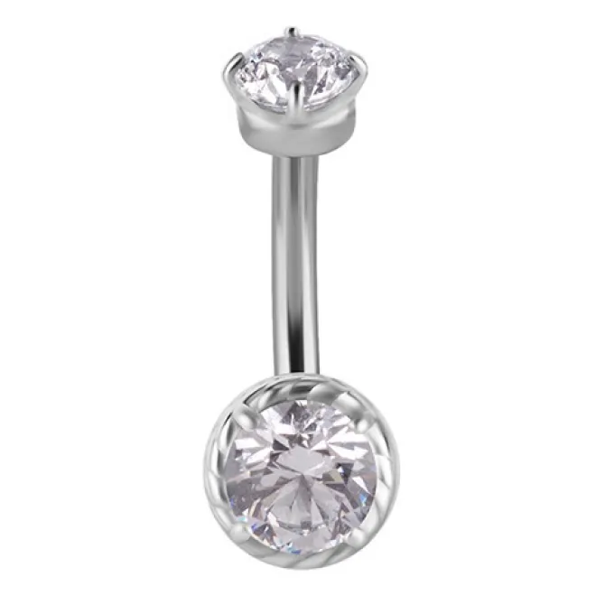 Kolczyk banan - Premium Zirconia - biała cyrkonia - srebrny - B-011