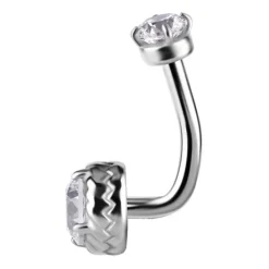 Kolczyk banan - Premium Zirconia - biała cyrkonia - srebrny - B-011