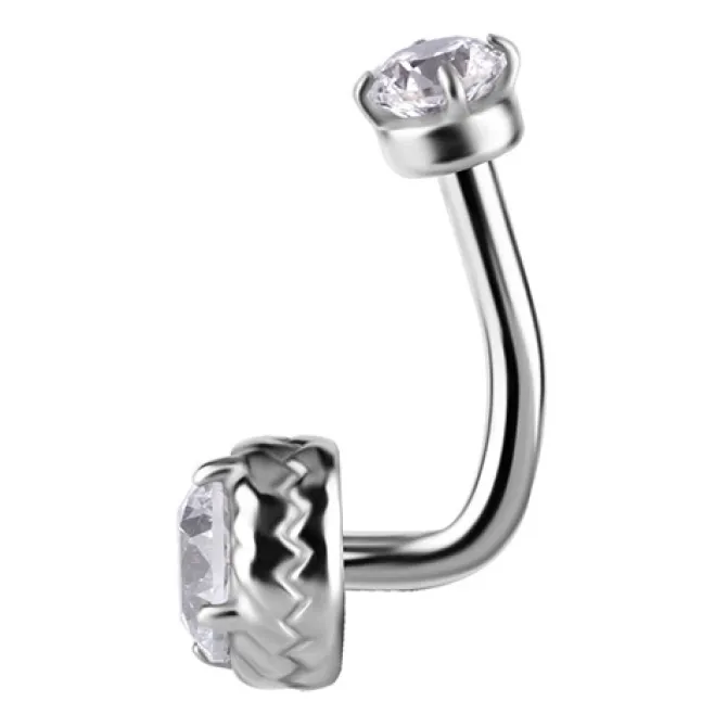 Kolczyk banan - Premium Zirconia - biała cyrkonia - srebrny - B-011