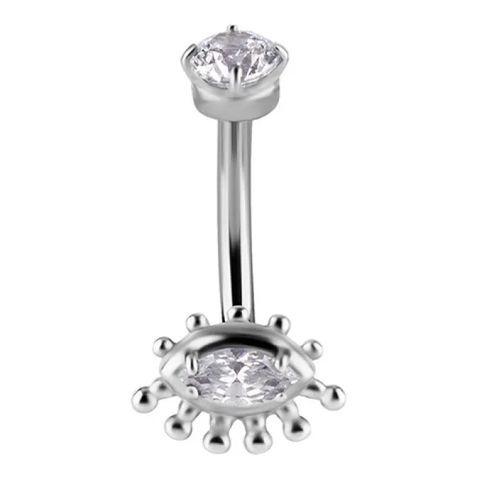 Kolczyk banan - Premium Zirconia - biała cyrkonia - srebrny - B-010