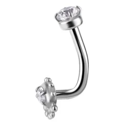 Kolczyk banan - Premium Zirconia - biała cyrkonia - srebrny - B-010