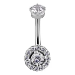 Kolczyk banan - Premium Zirconia - biała cyrkonia - srebrny - B-012