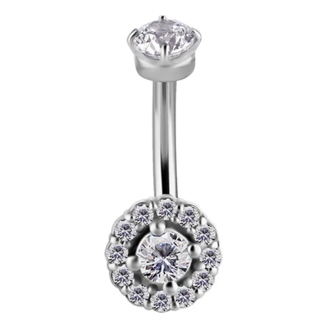 Kolczyk banan - Premium Zirconia - biała cyrkonia - srebrny - B-012