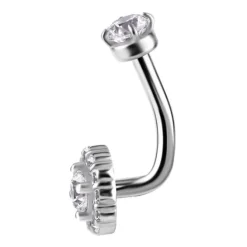 Kolczyk banan - Premium Zirconia - biała cyrkonia - srebrny - B-012