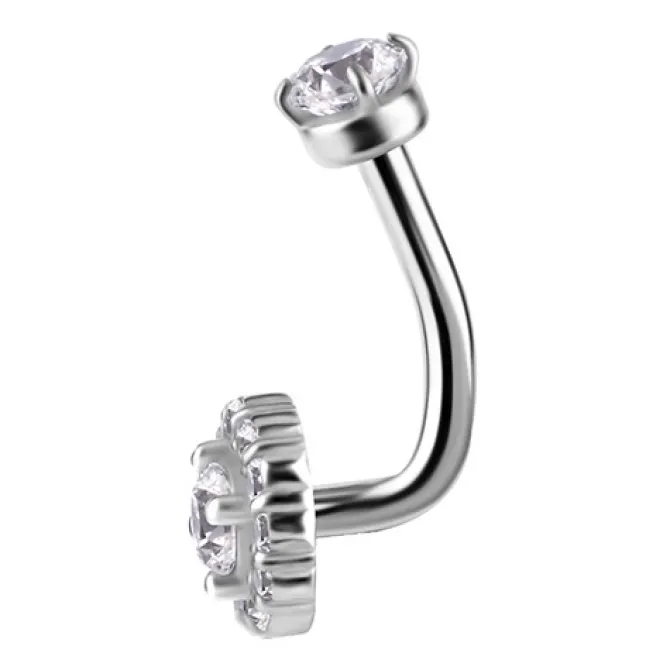 Kolczyk banan - Premium Zirconia - biała cyrkonia - srebrny - B-012