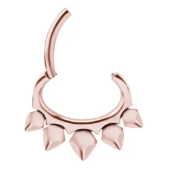 Kolczyk clicker - różowe złoto - K-055