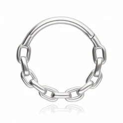 Kolczyk clicker łańcuch - srebrny - K-082