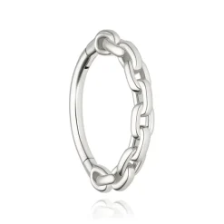 Kolczyk clicker łańcuch - srebrny - K-082