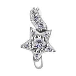 Kolczyk Clicker do pępka srebrna gwiazda z białymi cyrkoniami - CoCr NF- KP-067