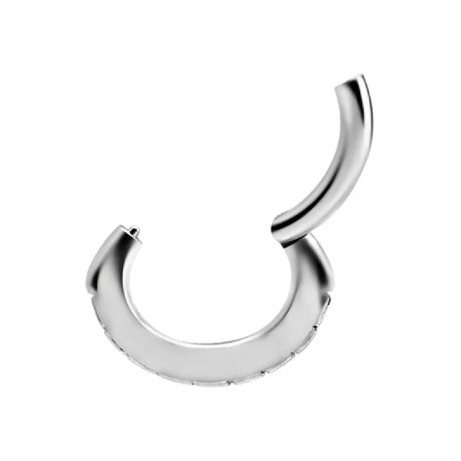 Kolczyk Clicker do pępka srebrny z białymi cyrkoniami - CoCr NF- KP-064