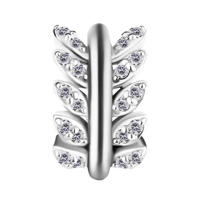 Kolczyk Clicker do pępka srebrny z białymi cyrkoniami - CoCr NF- KP-065