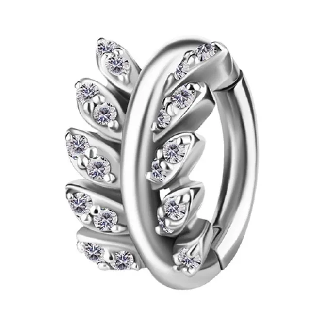 Kolczyk Clicker do pępka srebrny z białymi cyrkoniami - CoCr NF- KP-065