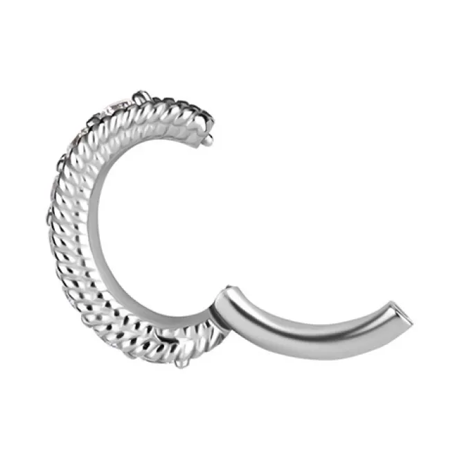 Kolczyk Clicker do pępka srebrny z białymi cyrkoniami - CoCr NF- KP-066