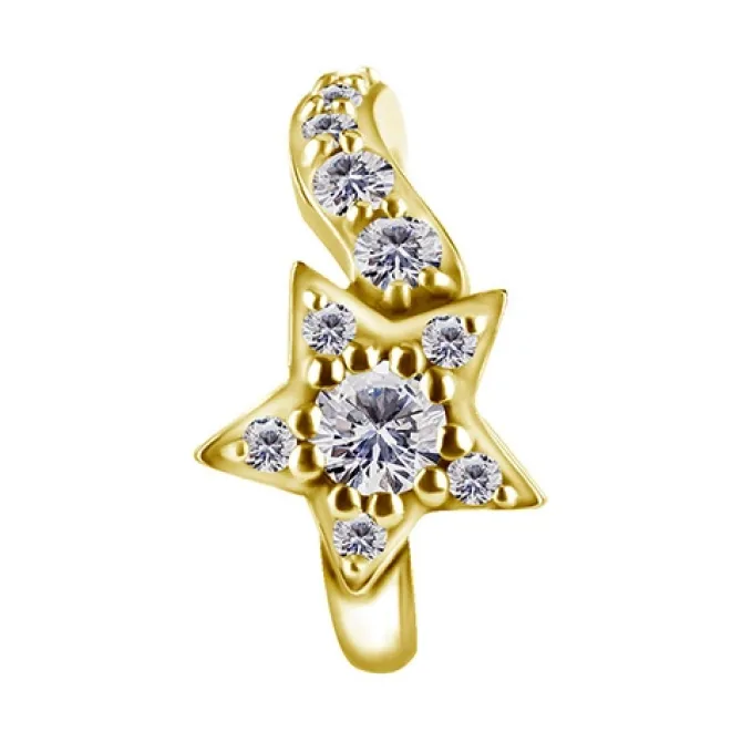 Kolczyk Clicker do pępka złota gwiazda z białymi cyrkoniami - CoCr NF- KP-067