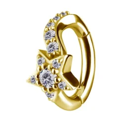 Kolczyk Clicker do pępka złota gwiazda z białymi cyrkoniami - CoCr NF- KP-067