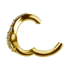 Kolczyk Clicker do pępka złota gwiazda z białymi cyrkoniami - CoCr NF- KP-067