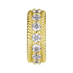 Kolczyk Clicker do pępka złoty z białymi cyrkoniami - CoCr NF- KP-066