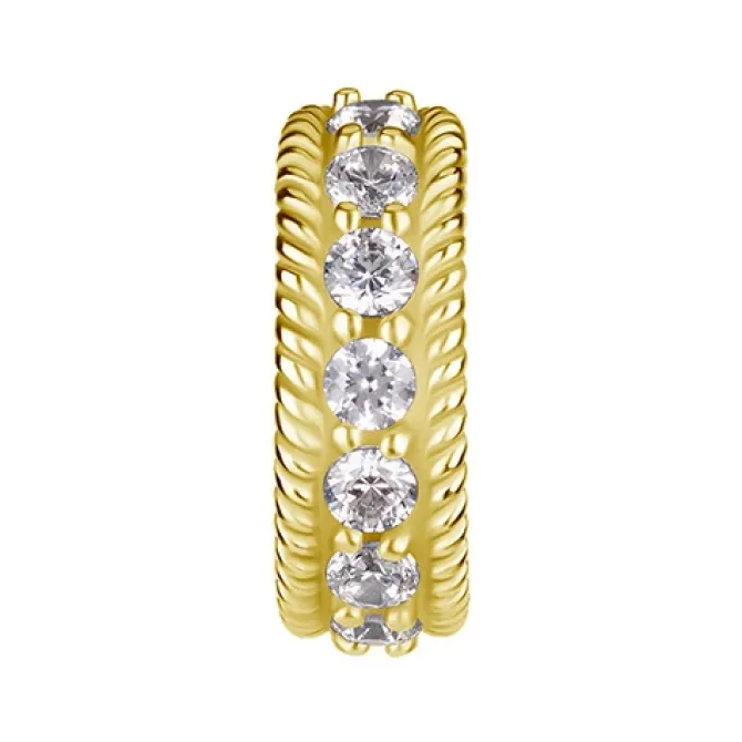 Kolczyk Clicker do pępka złoty z białymi cyrkoniami - CoCr NF- KP-066