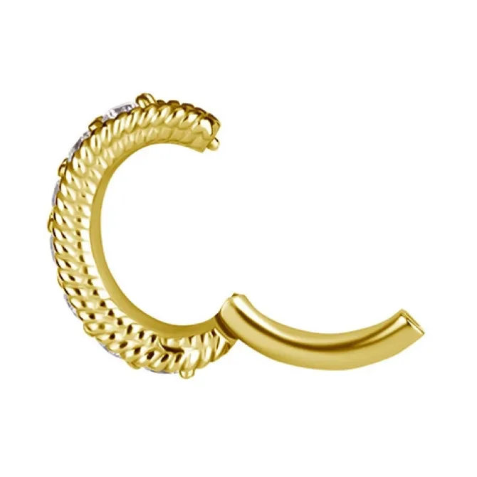 Kolczyk Clicker do pępka złoty z białymi cyrkoniami - CoCr NF- KP-066